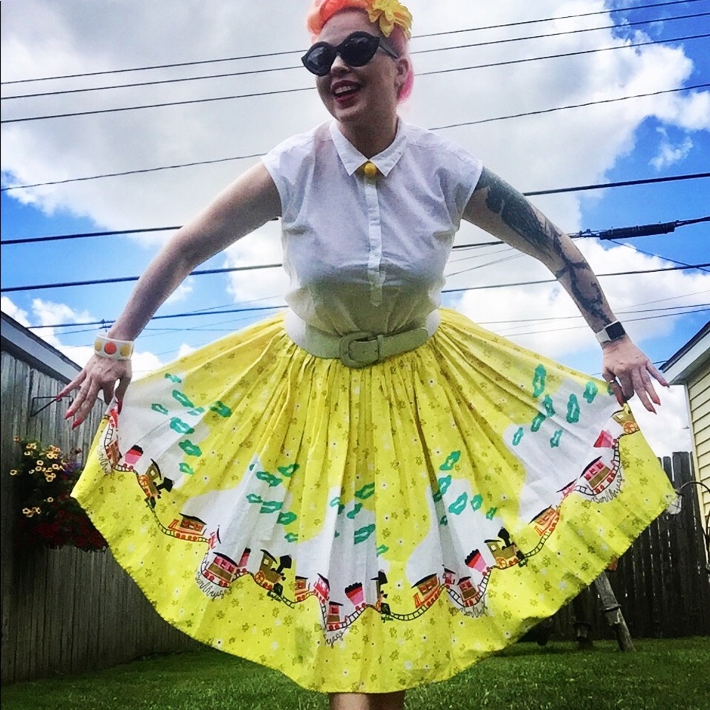 Mary Blair Train skirt XL pockets pinup couture